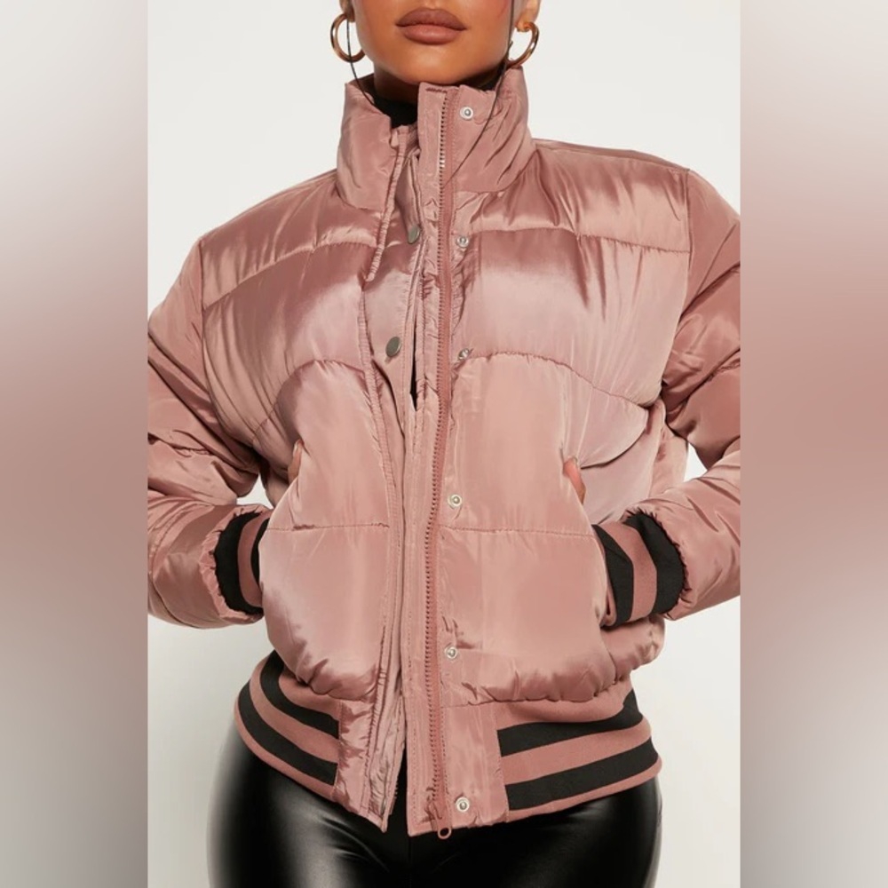 Fashion Nova Mauve Puffer Jacket